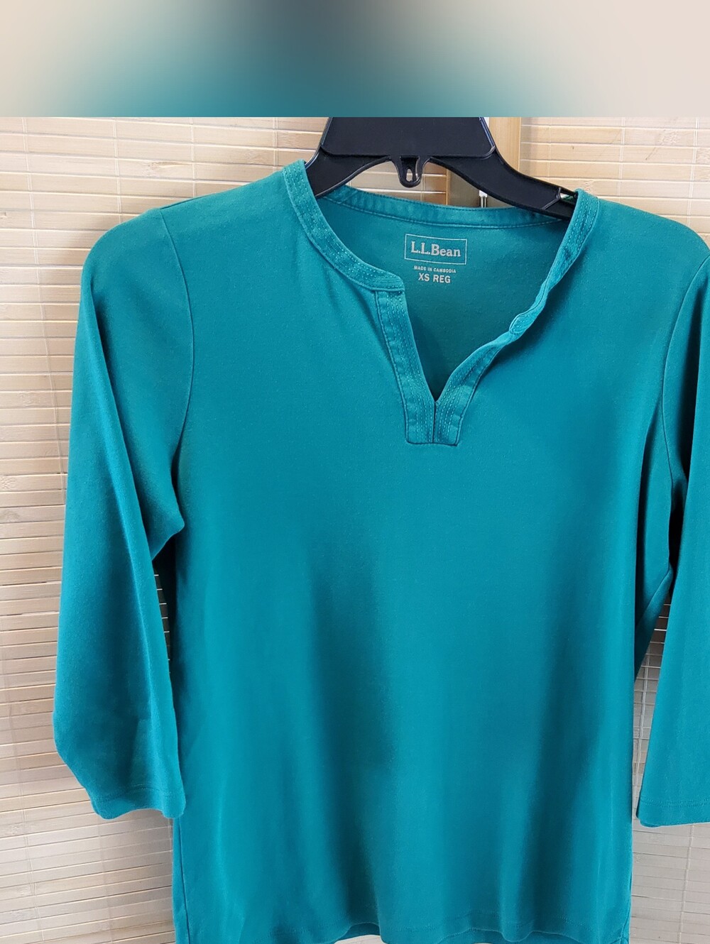 L.L. Bean Women's Teal Split-Neck Long Sleeve Shirt